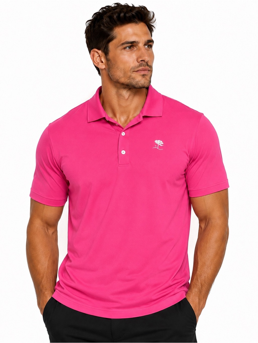 Greg Norman Collection Men's Hot Pink Performance Golf Polo
